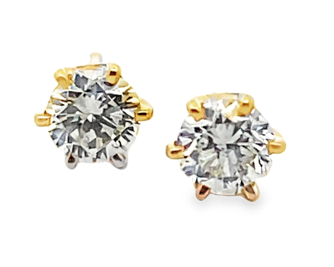 14Y .76ctw 4.6mm J/SI1 6-Prong Diamond Stud Earrings