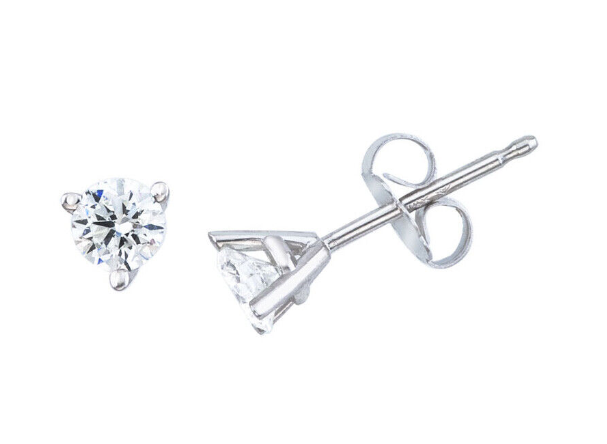 14W 4.7mm Round Martini Stud Earrings .78ct H-I SI2