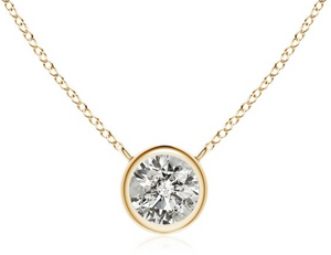 14Y 5mm .57cts Bezel Set Round Diamond Necklace