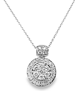 18W Round Pave Diamond Halo Pendant
