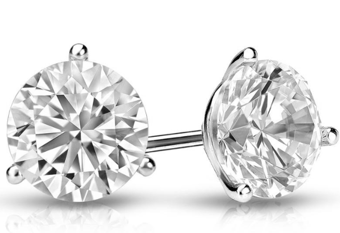14W 1.06ctw H-I/SI2 5.1mm Diamond Stud Earrings