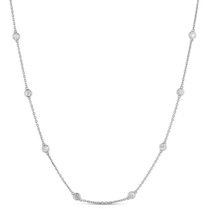 14W 10 Round Diamond By The Yard Chain Necklace 16-17"
