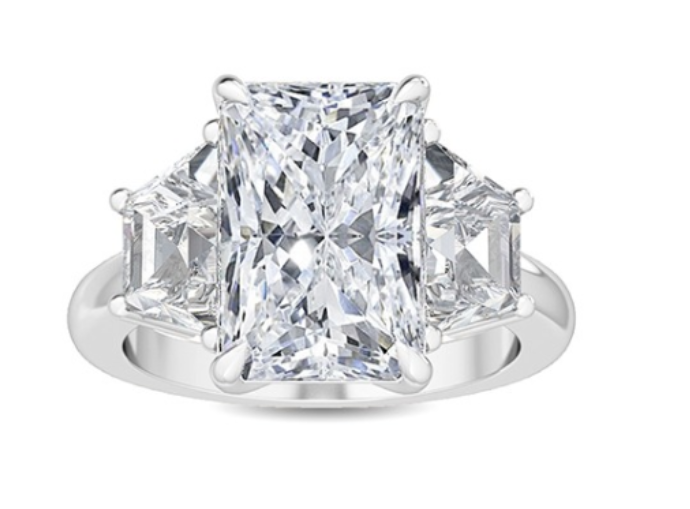 14W 3-Stone 5.87ctw Radiant and Trapezoid Lab Grown Diamond Ring sz 6.5