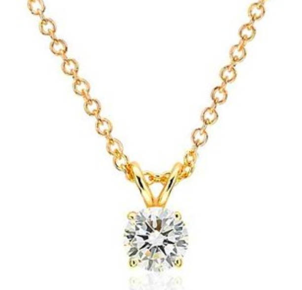 14Y .50ctw Round Brilliant Cut Diamond Pendant on Cable Chain 18"