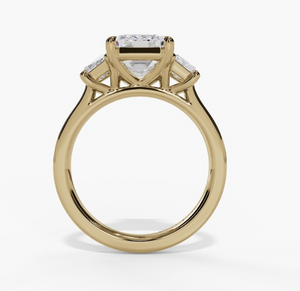 14Y Lab Grown Emerald Cut and Side Trapezoid Diamond Engagement Ring sz 6