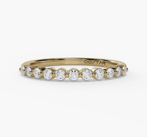 14Y Single Shared Prong Bezel Set Round Diamond Band sz 6