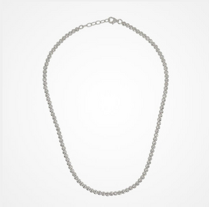 Sterling Silver Diamond Cut Crystal Bead Necklace 18"
