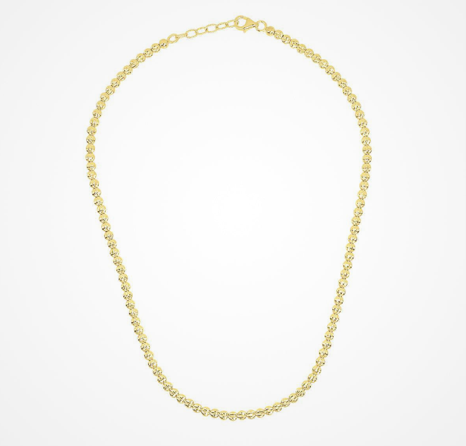 Sterling Silver/18Y Plated Diamond Cut Crystal Bead Necklace 18"