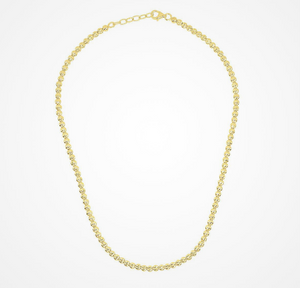 Sterling Silver/18Y Plated Diamond Cut Crystal Bead Necklace 18"
