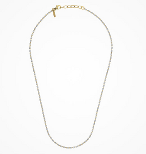 Sterling Silver/18Y Plated Diamond Cut Barrel Bead Necklace 16"