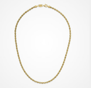 Sterling Silver/18Y Plated Diamond Cut Barrel Bead Necklace 20"