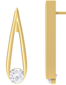 14Y Reverse Wish Bone Style Earrings with "Floating" Round Diamonds