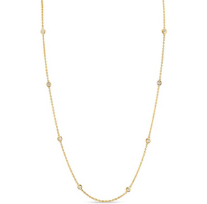 14Y Lab Grown 8-Bezel Set Round Diamond By The Yard Necklace 16-20"