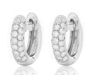 14W Pave' Diamond Huggie Earrings .69ctw