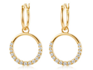 14Y Diamond Circle Dangle Earrings