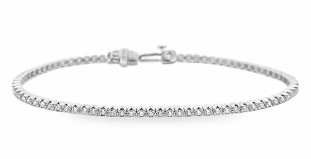 14W 1.00ctw 7" Round Diamond Tennis Bracelet with Hidden Clasp and Fold Under Safety