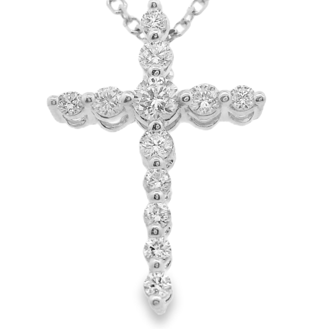 14W Med Tapered Round Diamond Cross Pendant .25ctw