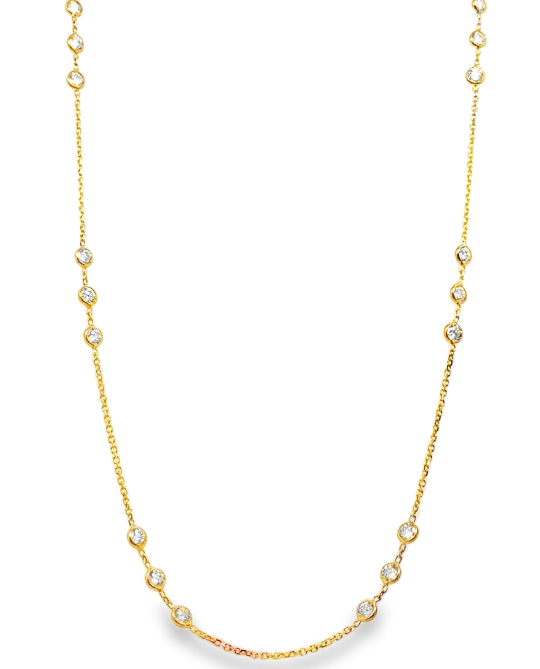 14Y 2.35ctw 7-Stations w/3 Rd Bezel Set Diamond Neck  16-18"