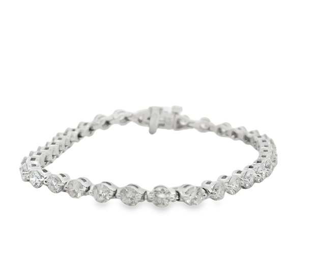 14W Shared Prong Round Diamond Link Bracelet 7" 5.39ctw