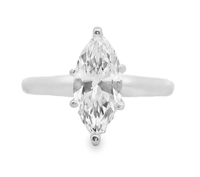 Platinum 12.20x5.63 1.53ct F/VVS2 Pear Shape Diamond Engagement Ring sz 6.5
