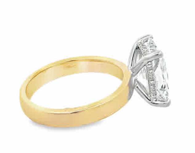 14Y LG E. Cushion Diamond Solitaire Style Ring, CD=3.51cts F/VS2