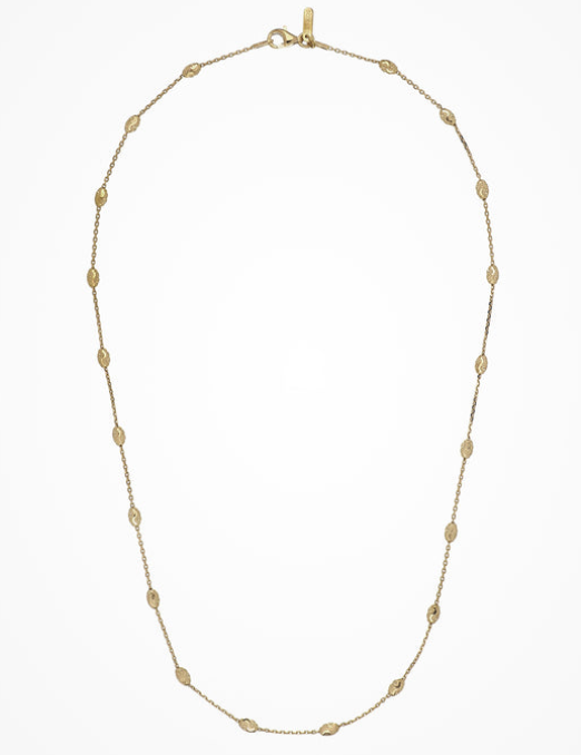 18Y Diamond Cut Oval Bead Station Necklace with Extender 16"