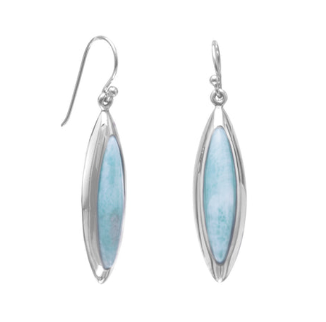 Sterling Silver Marquise Larimar Drop Earrings
