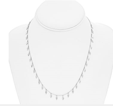 14W Diamond Leaf Styled Dangle Necklace 180D=0.43ctw