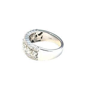 14W 1.76ctw H/I SI1-SI2 3 Row Rd Diamond Band Size 6  33 RBC = 1.76ctw