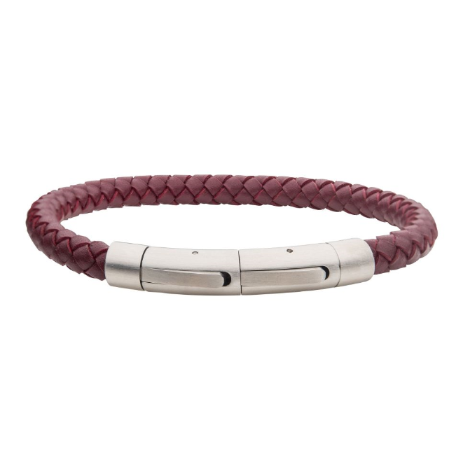8-8.5" Burgundy Genuine Full Grain Cowhide Leather Bracelet