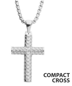 Stainless Steel Scale Cross Drop Pendant with Bold Box Chain