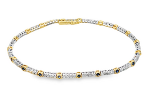 14TT 1.49ctw Diamond and Milgrained Blue Sapphire Accent Bracelet
