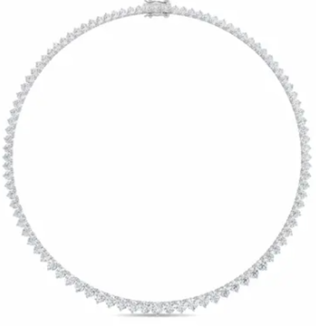 14W Round Lab Grown Diamond Tennis Necklace 18"