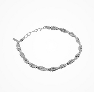 Sterling Silver Double Diamond Cut Twisted Bracelet 7.25"