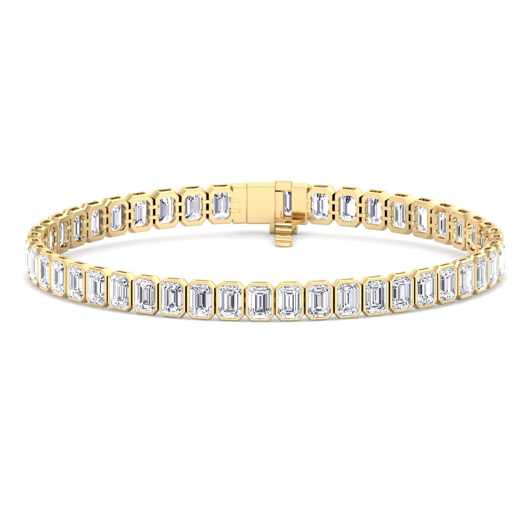 14Y Bezel Set Emerald Cut Lab Grown Diamond Tennis Bracelet 7.5"
