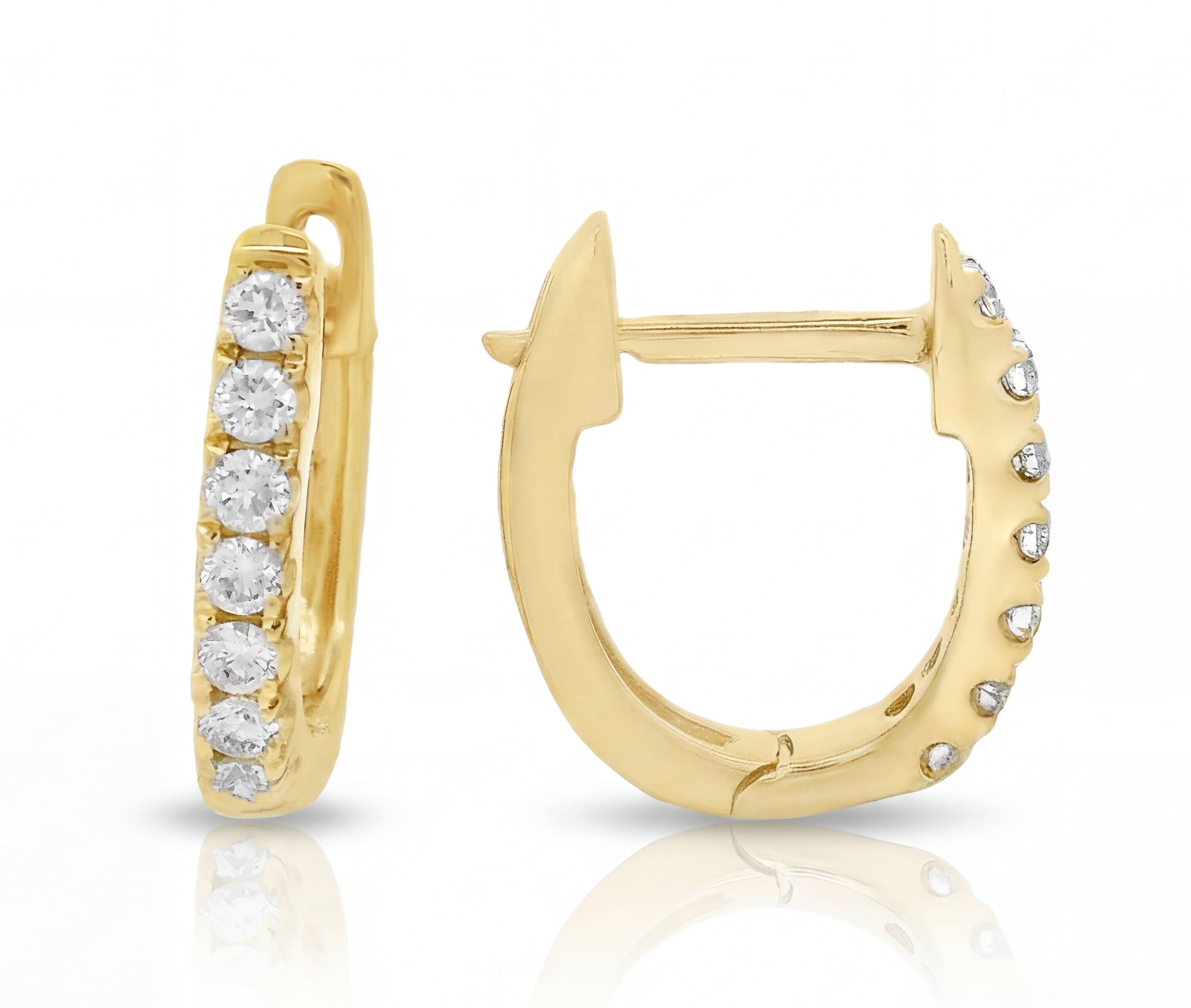 Small 14Y Diamond Huggie Hoop Earrings .18ctw