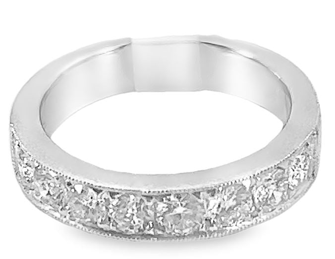 14W Bead Set Round Diamond Band sz 6.5