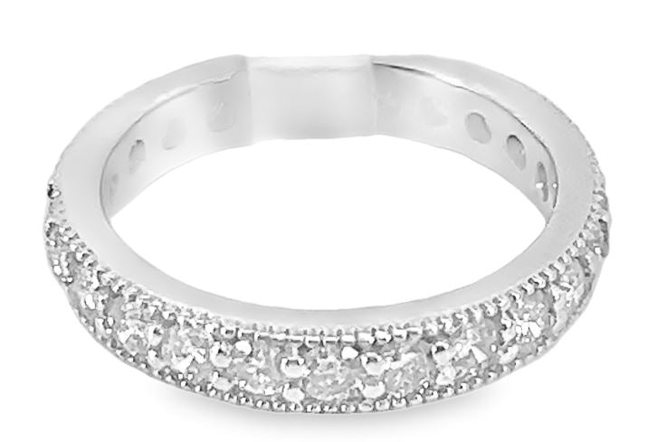 14W 1.38cts BS Milgrain Diamond Eternity Band sz 6.5