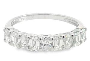 18W Oval and Emerald Cut Diamond Wedding Band sz 7