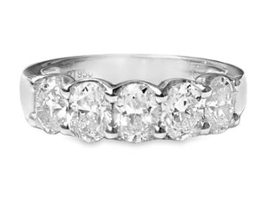 Platinum 5 Oval "U" Shared Prong Diamond Band sz 7