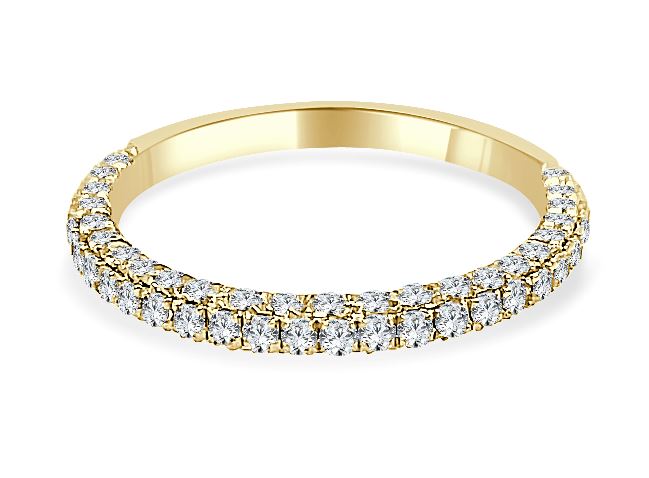 14KY Round 3 Sided Pave Band sz 6.5