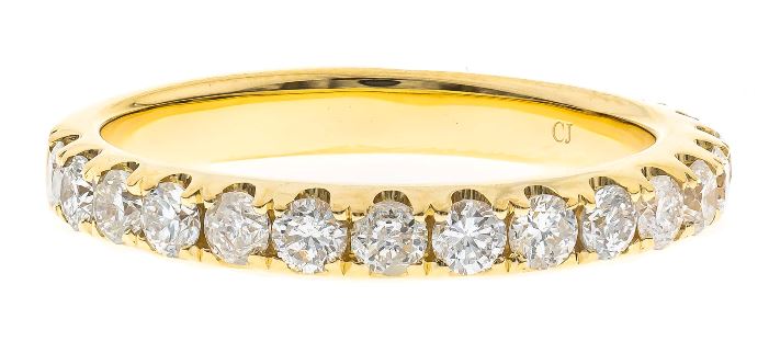 14Y Microprong Set Round Diamond 3/4 Way Band sz 7