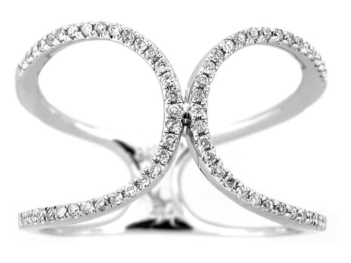 14W Double Curve Rd Diamond Open Concept Ring sz 7