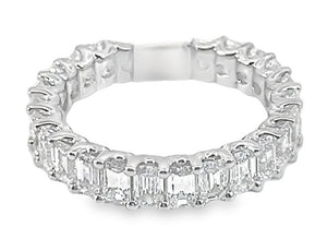 Platinum Emerald Cut Diamond Shared Prong Eternity Band Sz 6.5