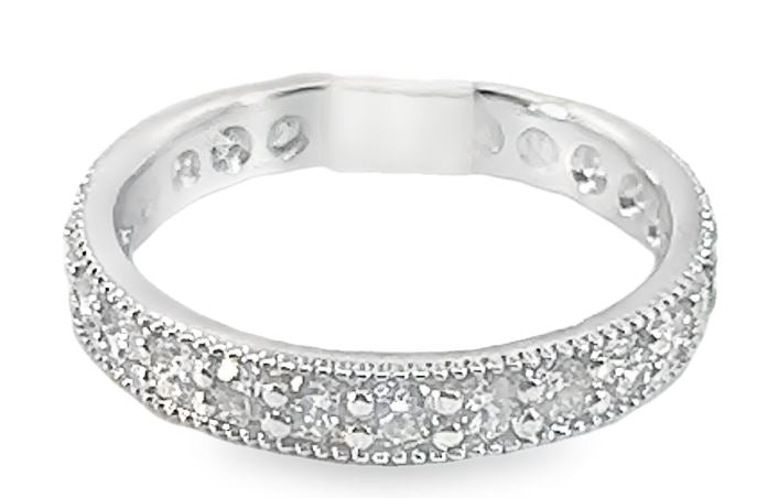 18W 1.25cttw Bead Set Miligrained Diamond Eternity Band G/VS2 Sz 7