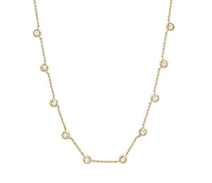 14Y 18" (10) Round 2.3mm Diamond By the Yard Necklace Bezel-Set Cable Chain Lobster Clasp
