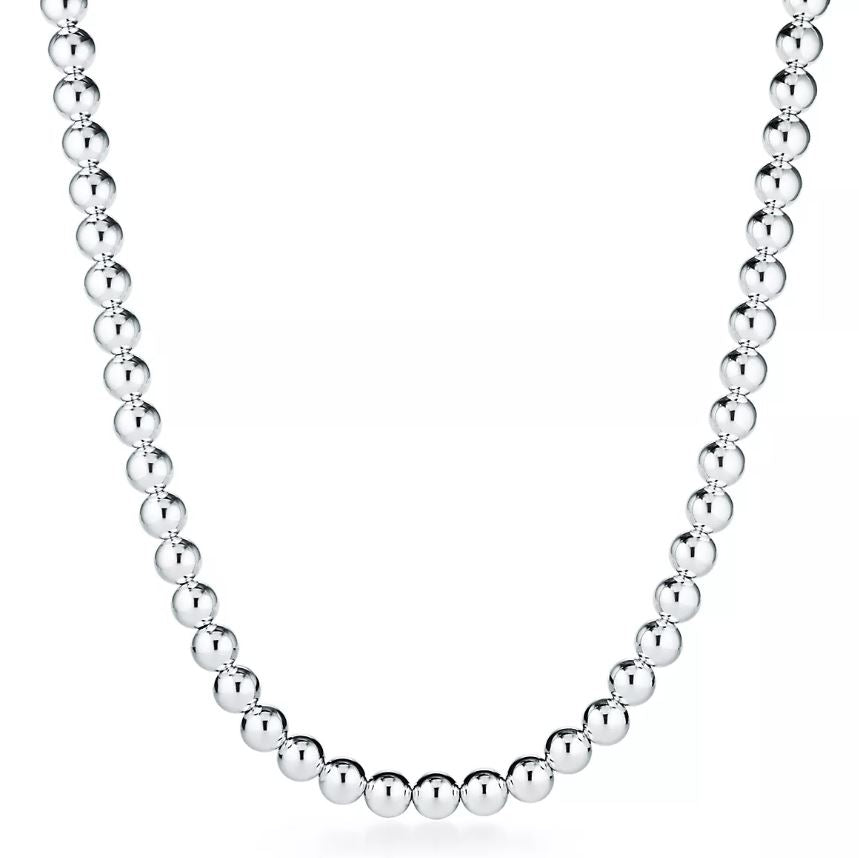 Sterling Silver 8mm Bead Necklace 28"