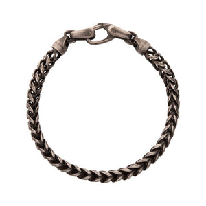 Stainless Steel 5mm Brushed Antiqued Finish Sandblast Franco Chain Bracelet