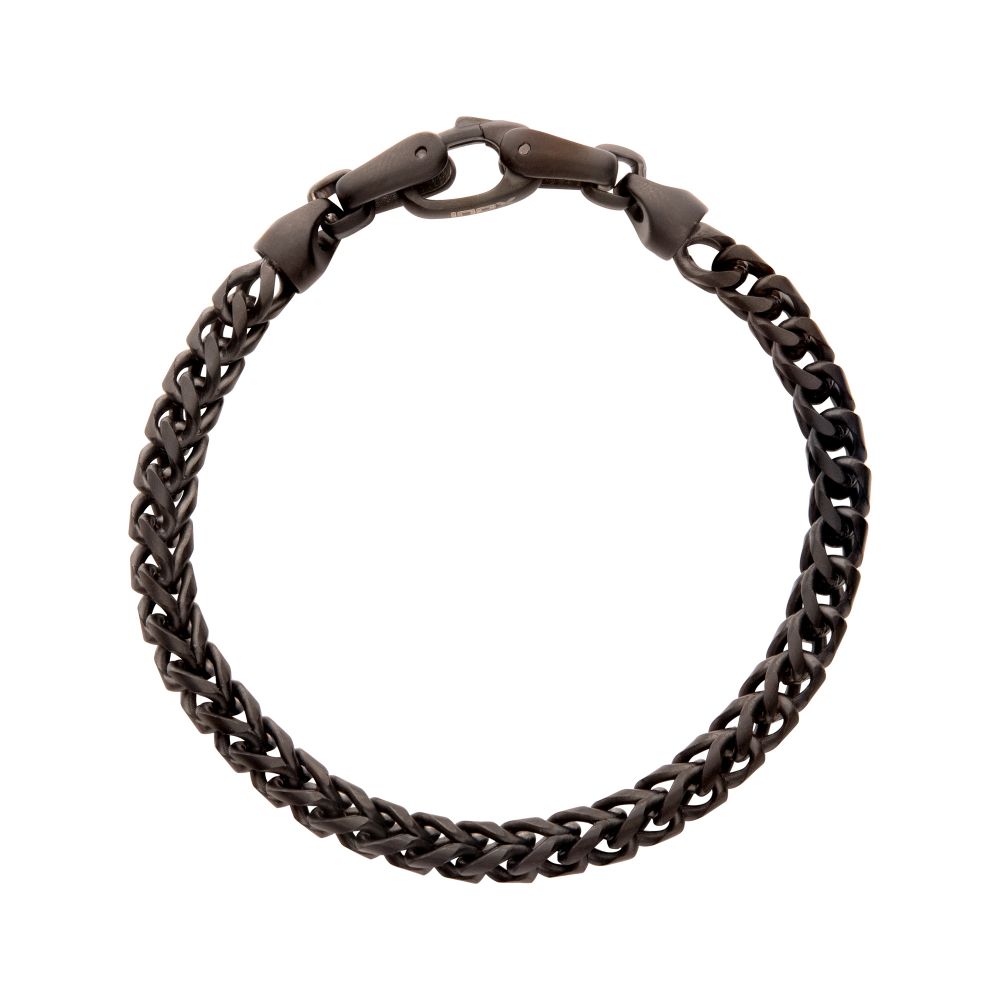 Stainless Steel 5mm Black Sandblast Franco Chain Bracelet