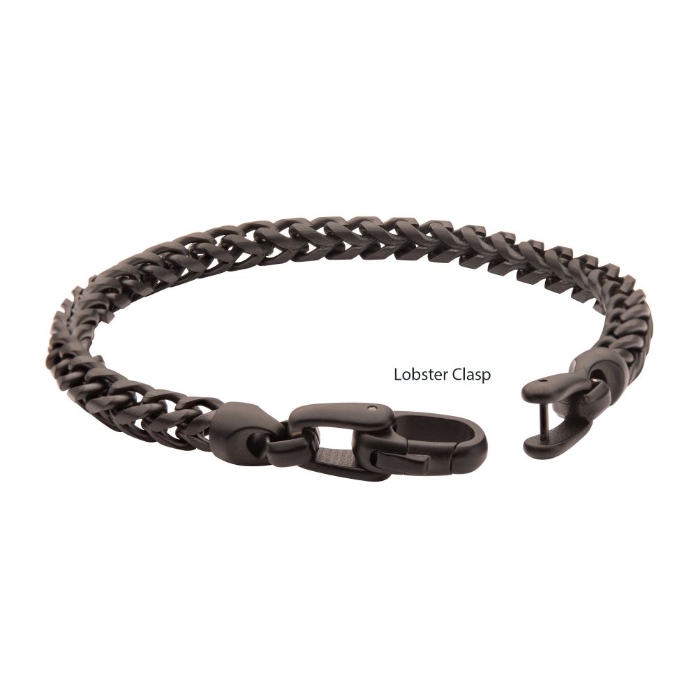 Stainless Steel 5mm Black Sandblast Franco Chain Bracelet